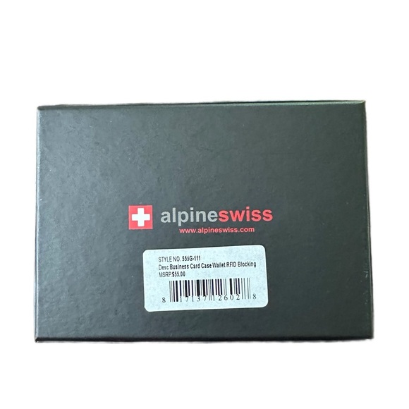 Alpine Swiss Black Leather Bi-Fold Wallet - NWT - Picture 6 of 6